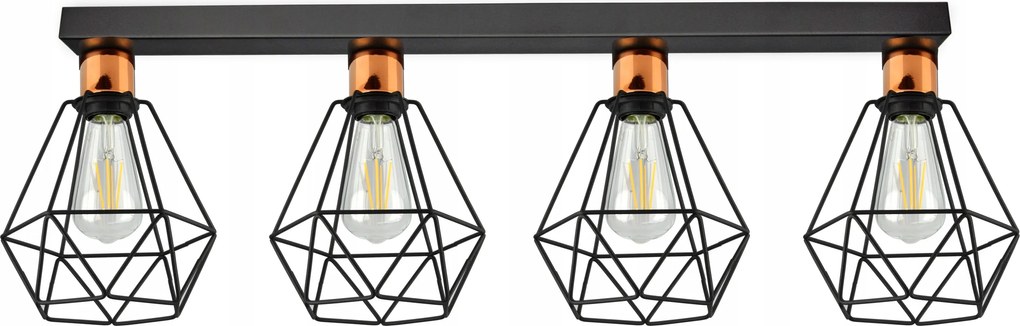 Függő lámpa Csillár Plafon Gyémánt Réz Led