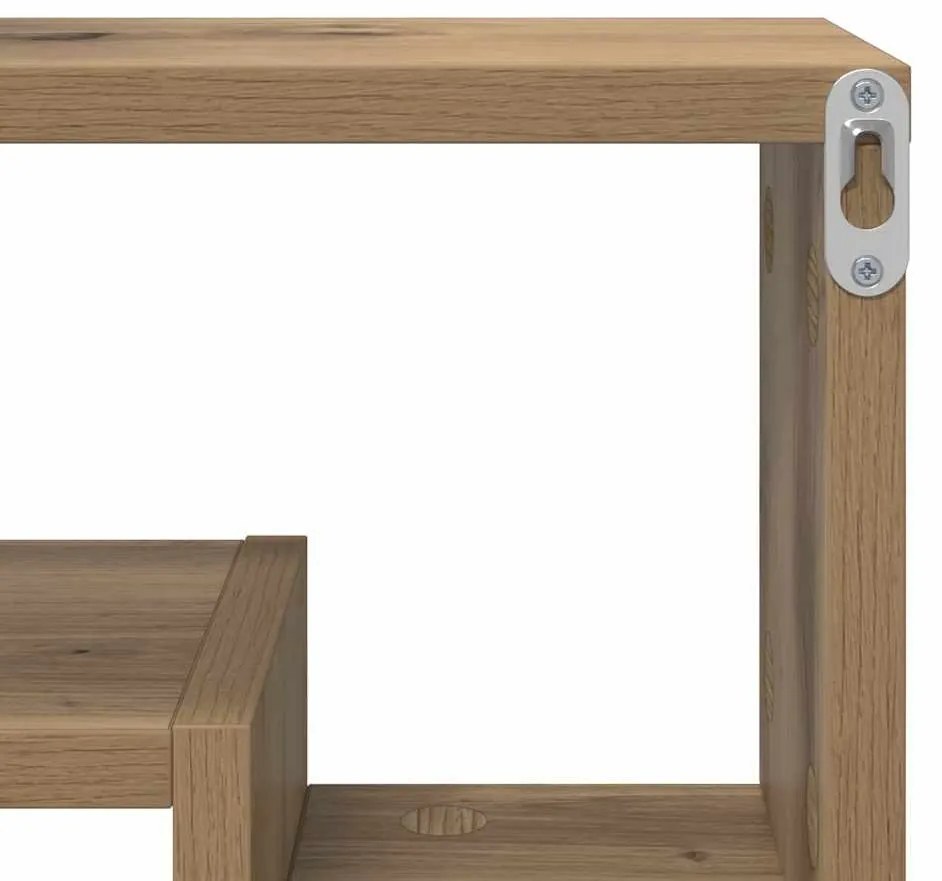 Falpolc polcokkal kézműves tölgy 82 x 15 x 51 cm Faanyag