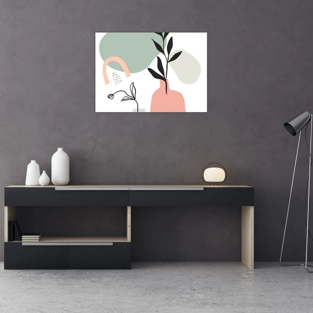 Üveg kép - Virágok vázában N⁰3 (70x50 cm)