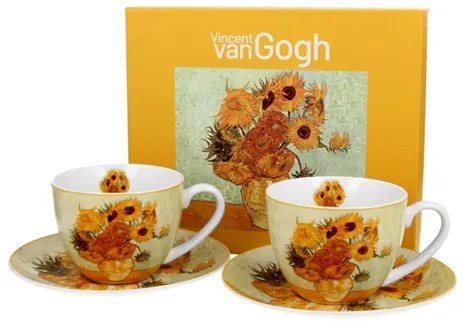 Porcelán csésze 270 ml 2 személyes díszdobozban Van Gogh Napraforgók