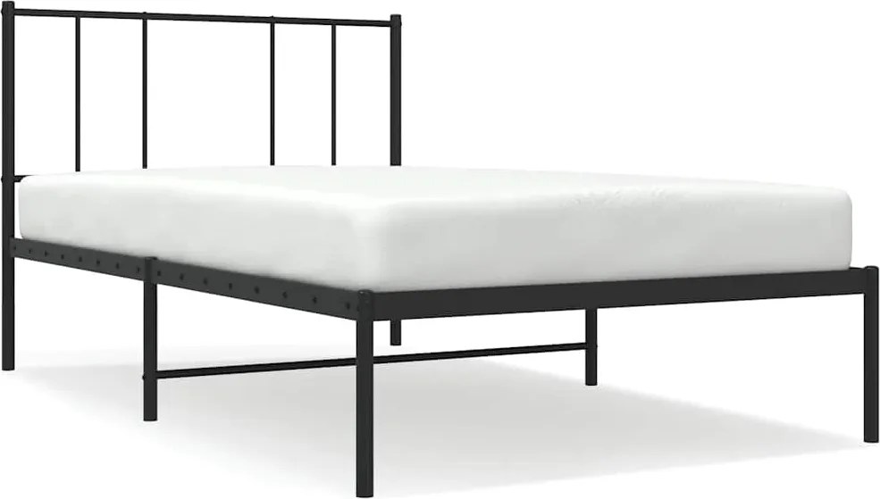 vidaXL fekete fém ágykeret fejtámlával 80 x 200 cm