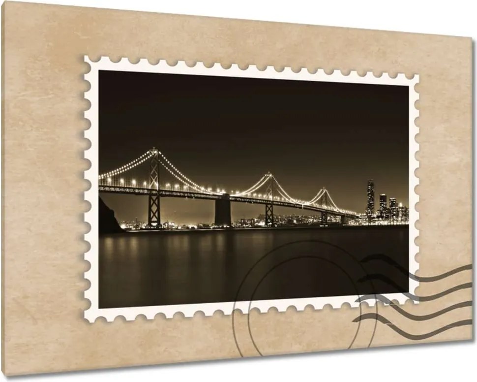 Festmények 120x80 Híd az éjszakában szépia