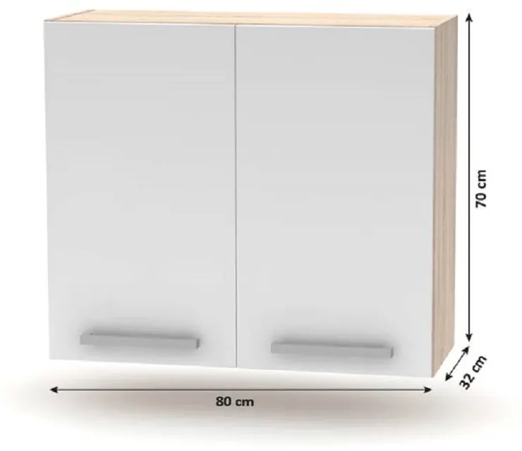 Konyhabútor 2,4 m, tölgy sonoma/fehér, NOVA PLUS