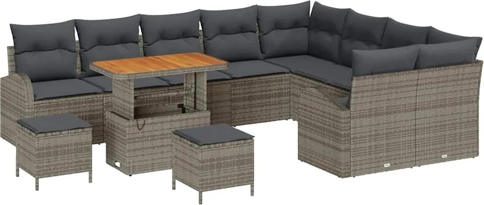 vidaXL Kerti Kanapé Szett párnával tárolóval párnával 12 pcs Szürke