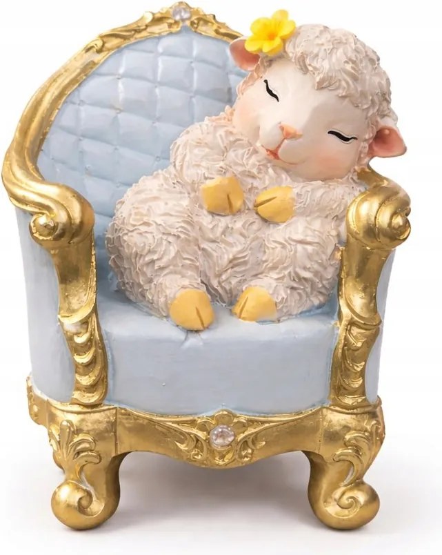 Alvó bárány figura elegáns gyerekülésben karácsonyi dekoráció