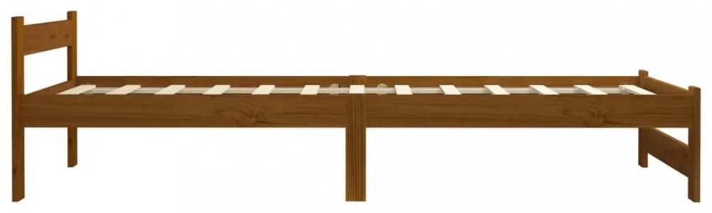 mézbarna tömör fenyőfa ágykeret 90 x 200 cm