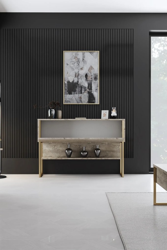 Komód Luxe - Travertine, Gold