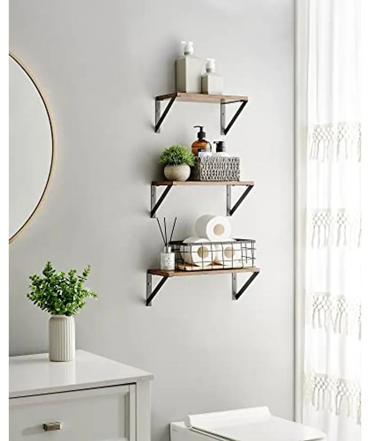 3 fali polc készlet, lebegő polcok,rusztikus barna és fekete