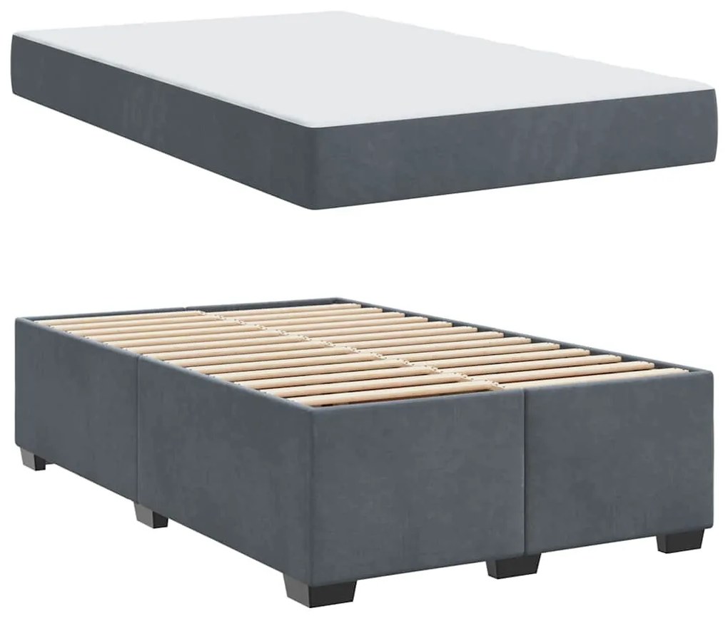 Ágykeret matraccal matracmal Sötétszürke 120 x 200 cm Bársony