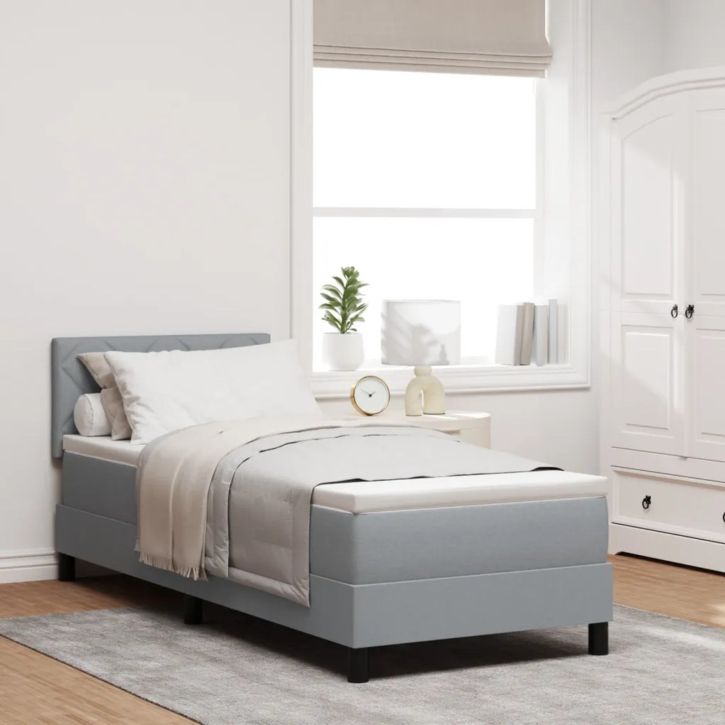 Box Spring Ágy Matraccal &amp; LED Világosszürke 80x200 cm Szövet