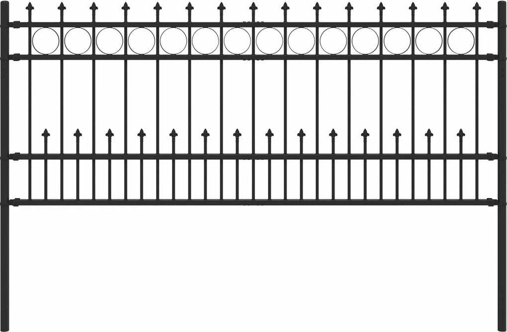 vidaXL Tüskés gyűrűs kerítés Fekete 200 x 130 cm Porszórt acél