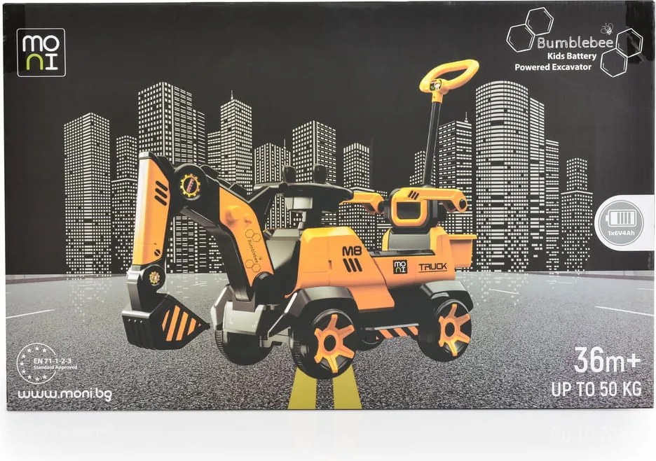 Moni BUMBLEBEE ráülős akkus vezethető kotrógép SÁRGA/FEKETE