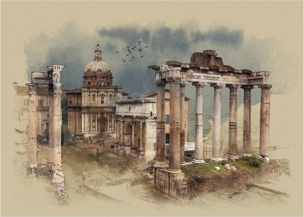 Kép - Forum Romanum, Róma, Olaszország (70x50 cm)