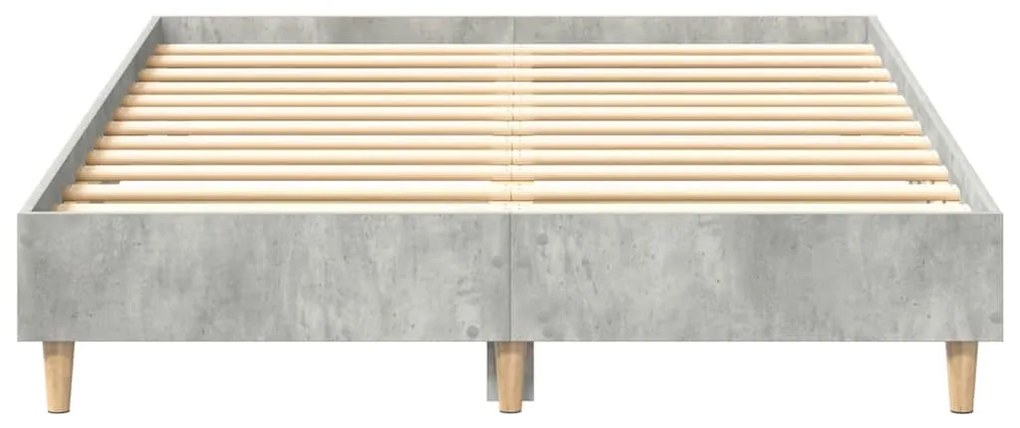 betonszürke szerelt fa ágykeret matrac nélkül 135 x 190 cm