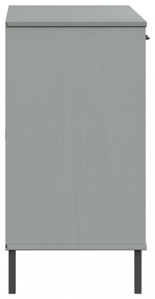 OSLO szürke tömör fa tálalószekrény fém lábakkal 113x40x77 cm