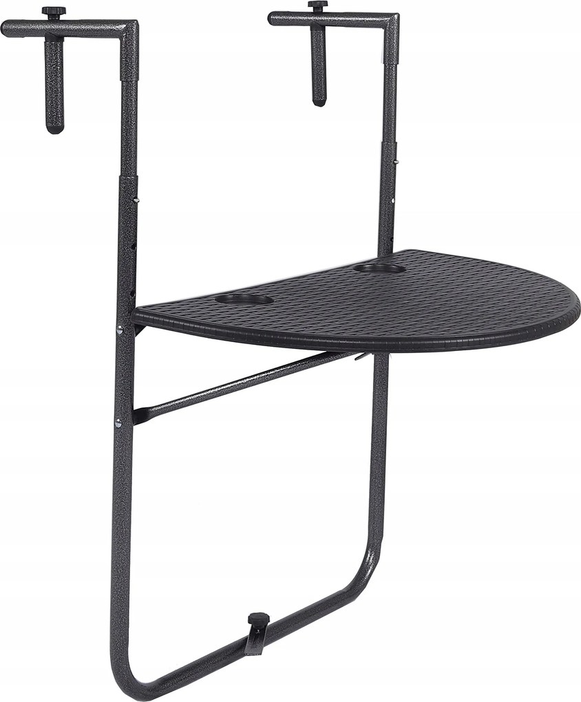 Erkélyre akasztható asztal Sparmeile fém ovális 60 x 70 x 10 cm fekete