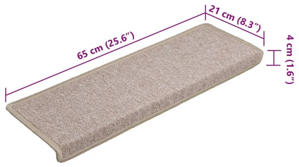 15 db tópszínű lépcsőszőnyeg 65x21x4 cm