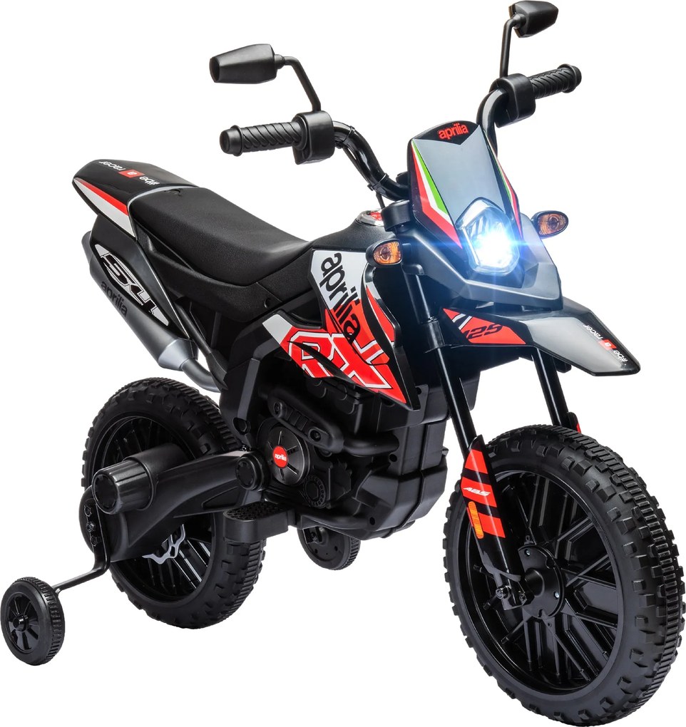 AIYAPLAY Gyerek Elektromos Motorkerékpár cross motor Aprilia engedéllyel - 2 db 12V motorral, max sebesség 6 km/h, leszerelhető tanulókerék, rugós fel