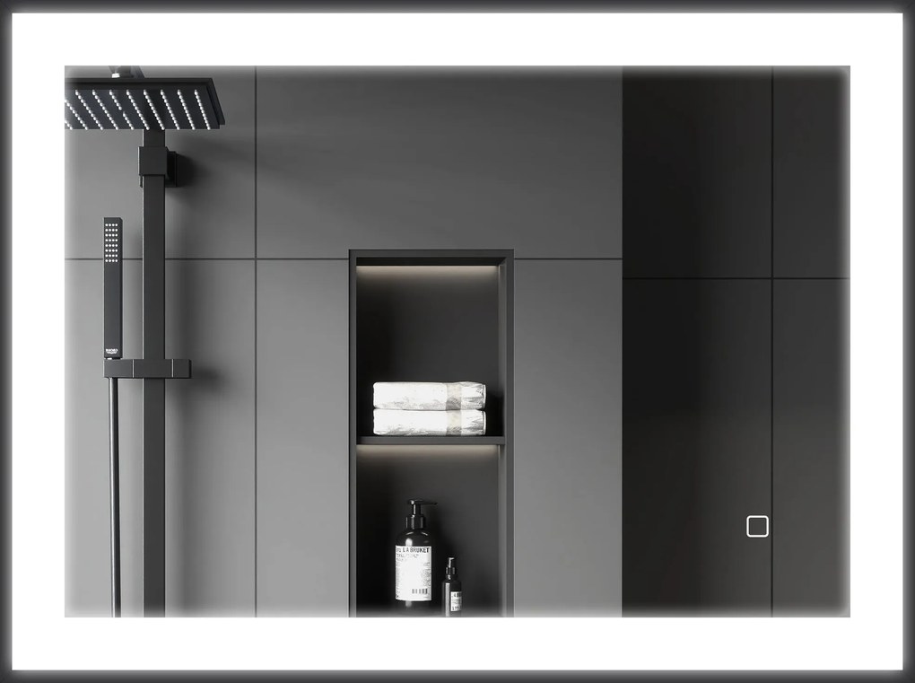 HOMCOM LED-es Fürdőszoba Tükör 80x60 cm Falitükör 3 fény színnel Páramentesítő Funkció Memória Funkció Érintő Kapcsoló | Aosom