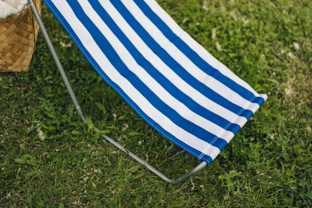 Összecsukható strandnyugágy SAND, kék csíkokkal