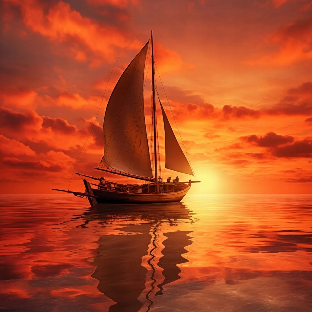 Poszter 90x90cm Naplemente vitorlái alatt