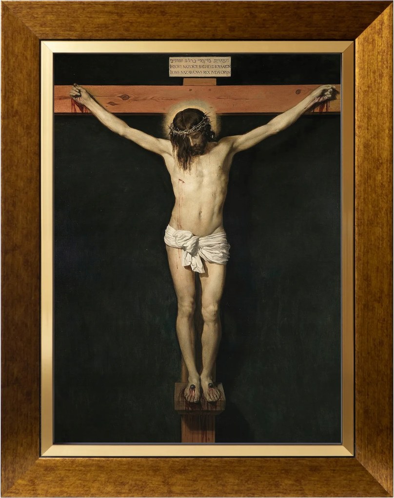 Jezus Kereszt Szakrális Kép Arany Vászon Díszkeret 30X40