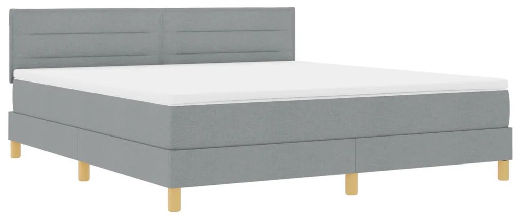 Box Spring Ágy matraccal és LED lámpával Világosszürke 180x200 cm Szövet
