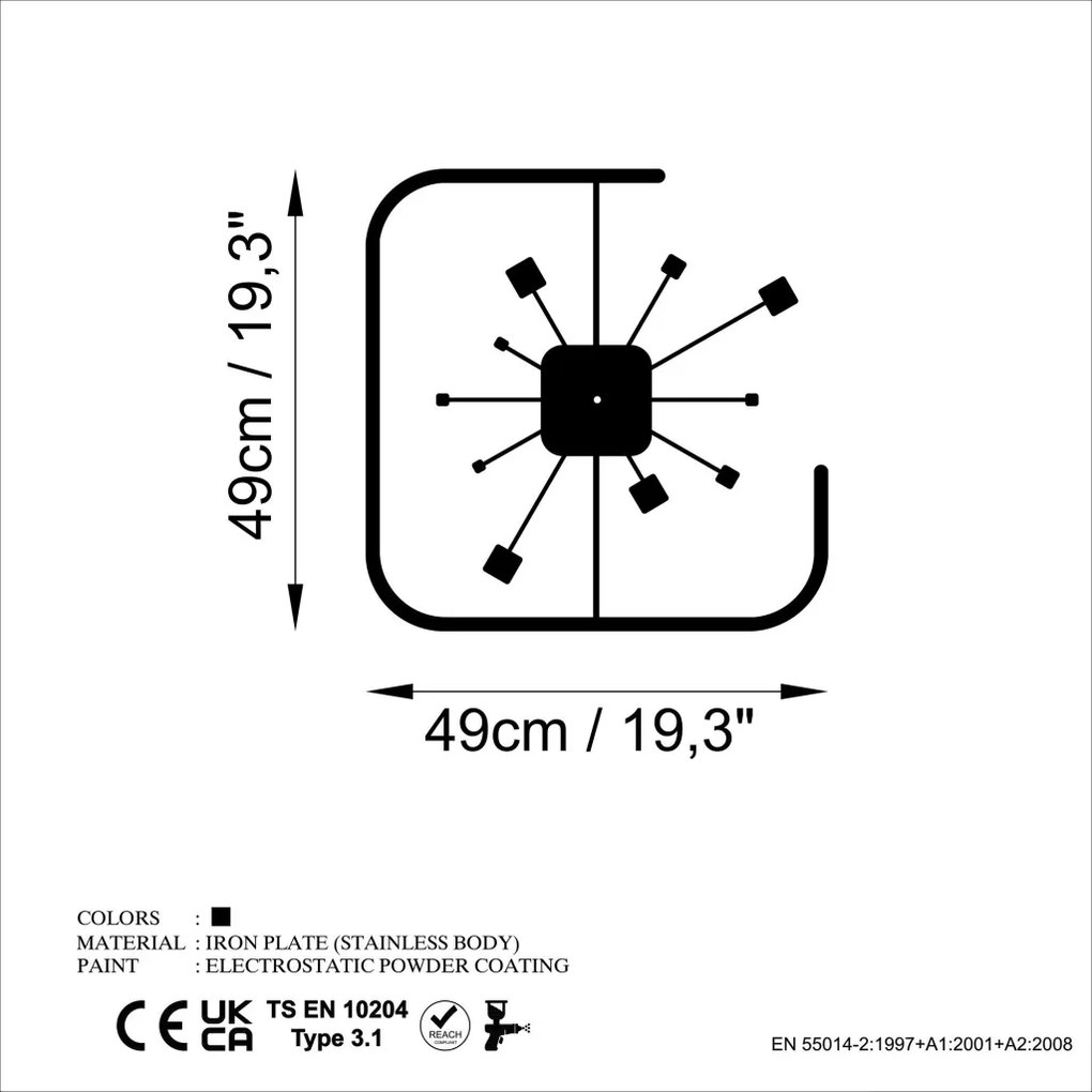 Fém falióra, 49×49 cm – TR891TNL2440