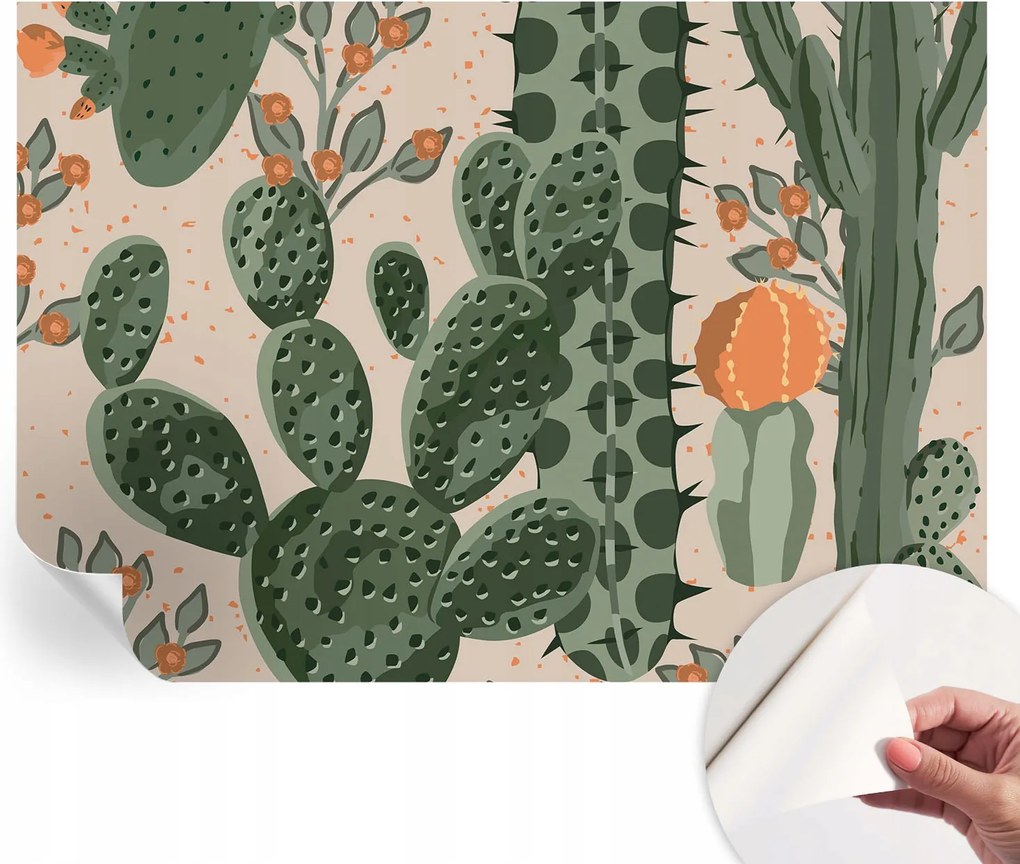 Öntapadós fotótapéta a konyhába Mosható Zöld kaktuszok 312x219 cm