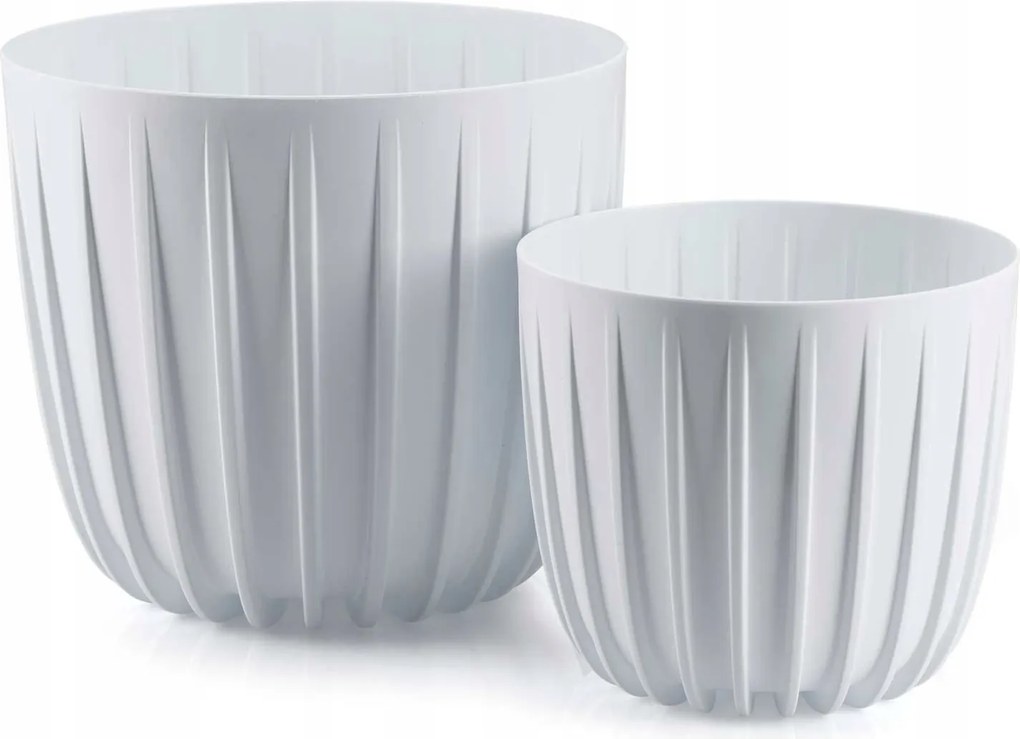 Virágtartó szett Fehér Virágtartók Műanyag alacsony virágtartó ablakpárkányra 2 db