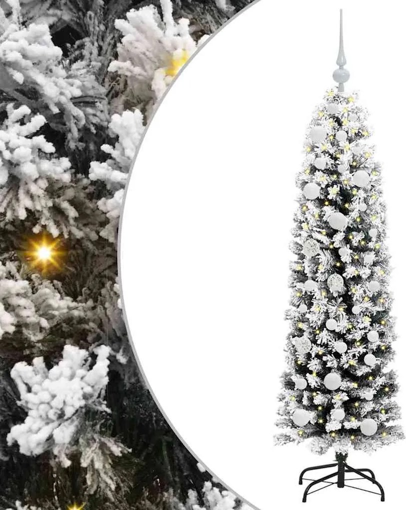 vidaXL Mű karácsonyfa 150 LED-del Zöld 150 cm PVC, acél és műanyag