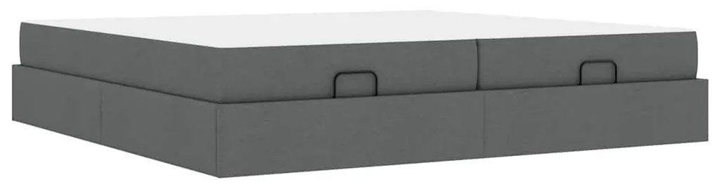 Ágykeret tárolóval Sötétszürke 200 x 200 cm szövet