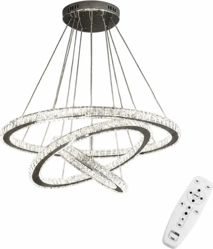 UNIVERSO Kristály üveg csillár 54w 4320lm CCT Távirányító IP20 Króm D700x1200mm