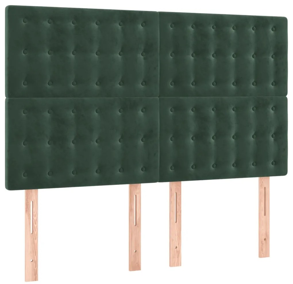 sötétzöld bársony LED-es fejtámla 144x5x118/128 cm