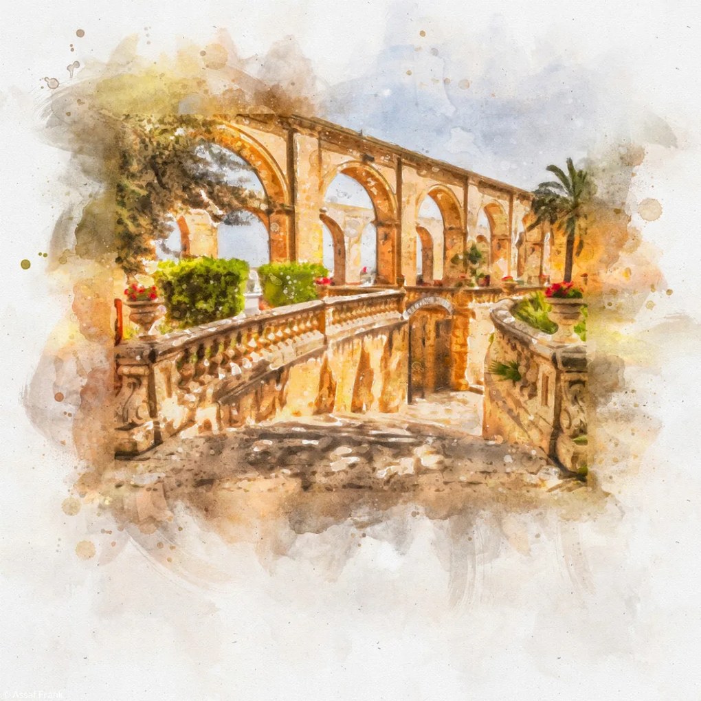 Poszter 20x20cm Barrakka felső kertje Vallettában, Assaf Frank