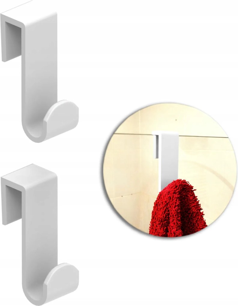 2x Akasztó Törölköző Akasztó ZuhanySZÉLVÉDŐRE Vastagság 10 mm Fehér Loft