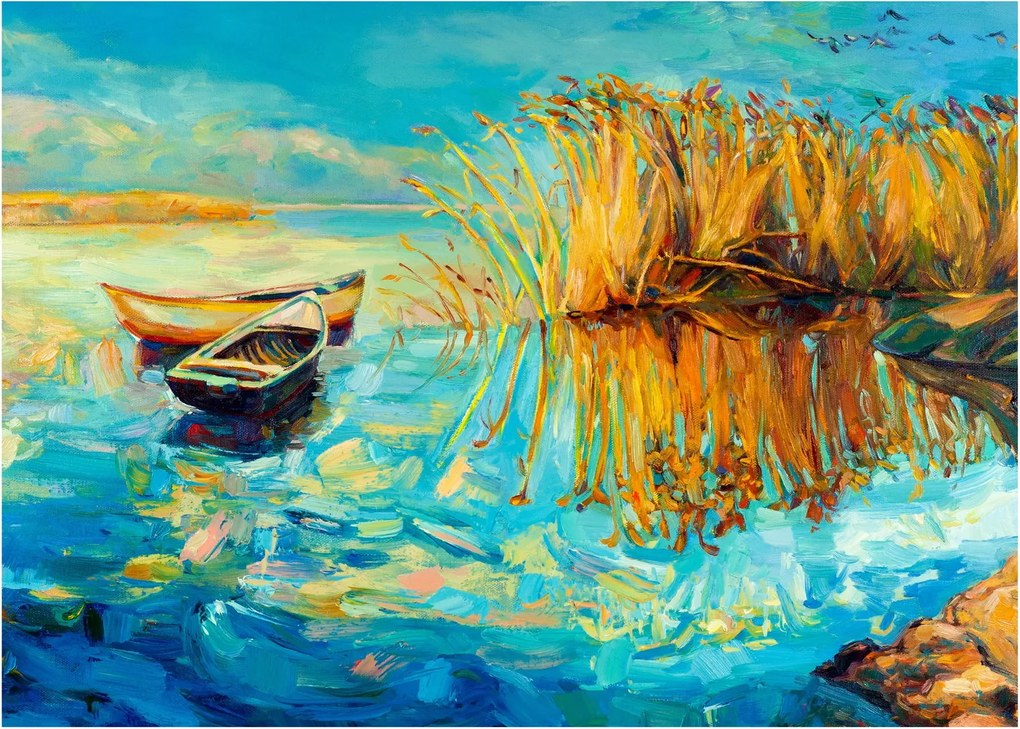 Kép - Tó csónakokkal (70x50 cm)