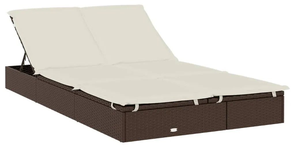 2 személyes barna polyrattan napágy tetővel 213 x 118 x 97 cm