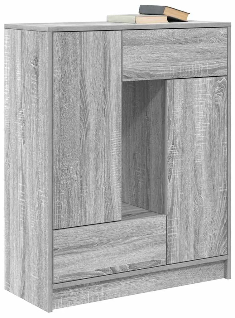 szürke sonoma komód fiókokkal és ajtókkal 73x31x90 cm