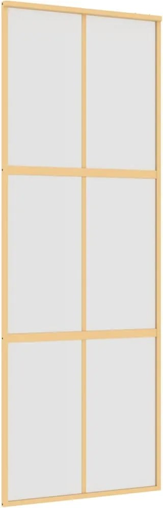 vidaXL aranyszínű ESG tejüveg és alumínium tolóajtó 76 x 205 cm