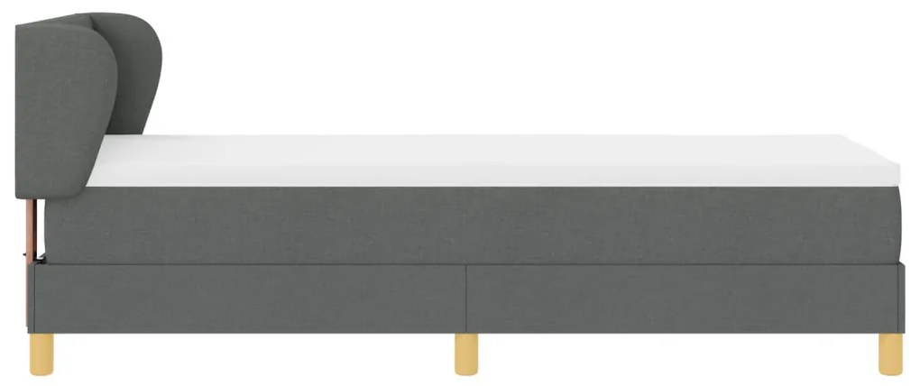 Boxspring Ágy Matraccal Sötétszürke Színben, 80x200 cm, Szövet