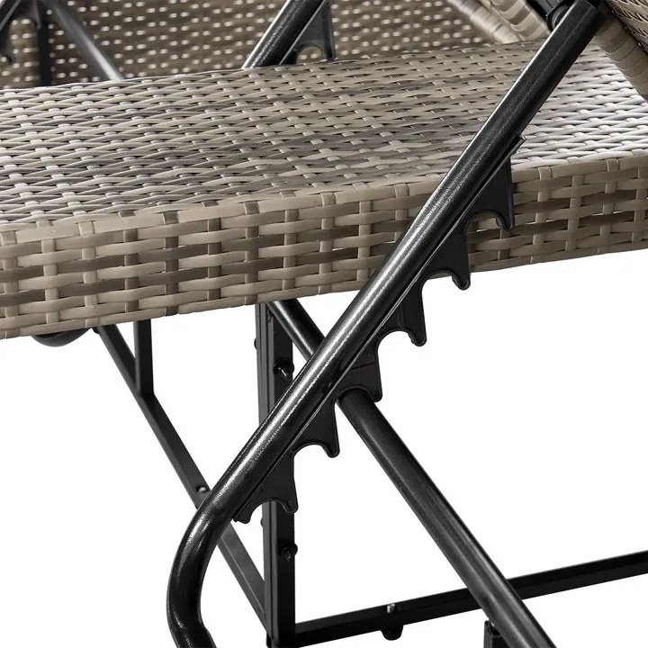 Juskys Syros kerti rattan ágy - szürke