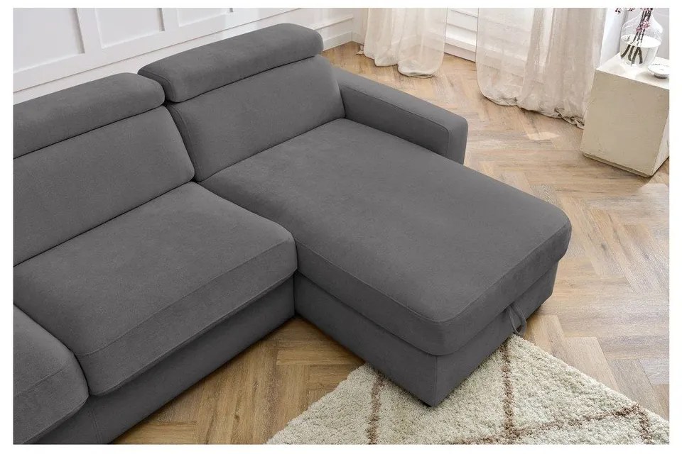 Sötétszürke kinyitható sarokkanapé (variálható) Monaco – Bobochic Paris