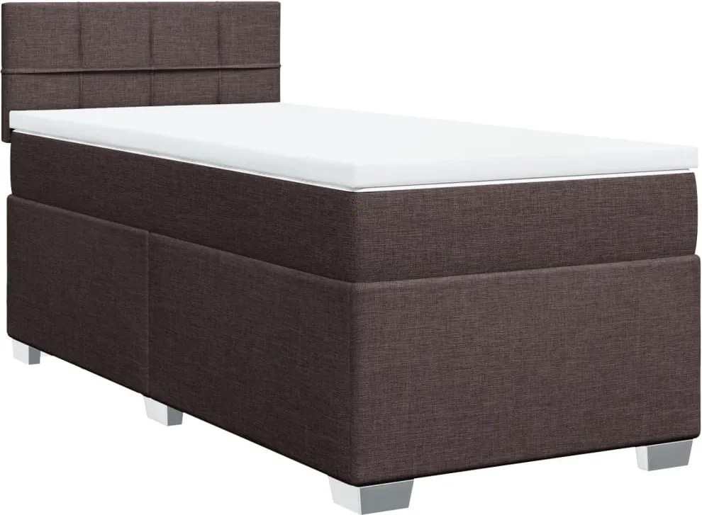 vidaXL sötétbarna szövet rugós ágy matraccal 80 x 200 cm
