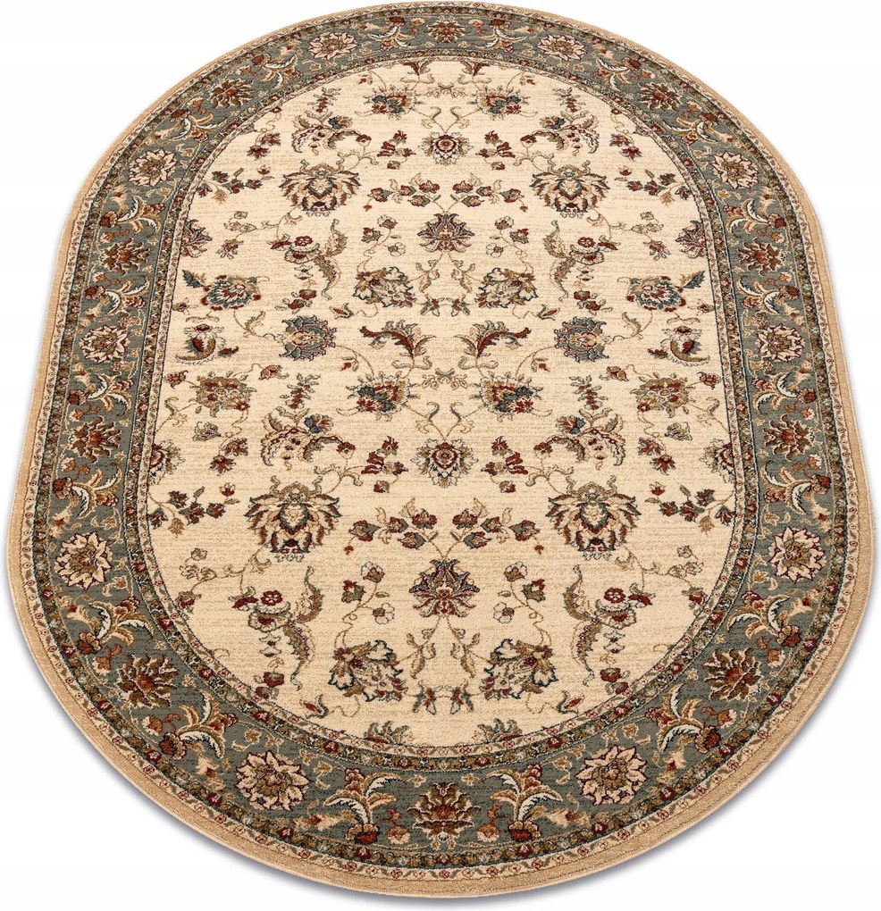 Nappali szőnyeg gyapjú Polonia ovális Madras virágok jázmin 2 zöld 170x235 cm