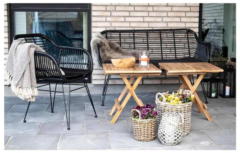 Trieste fekete műrattan kerti kanapé - House Nordic