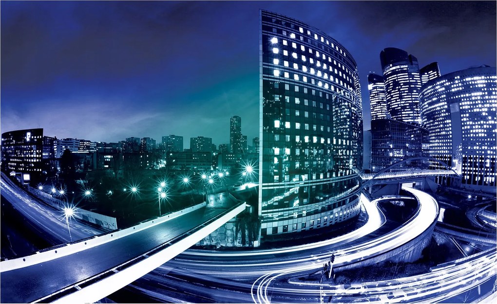 Tapéta Város Éjszaka Építészet 312x219 Modern Városi Tájkép +ragasztó