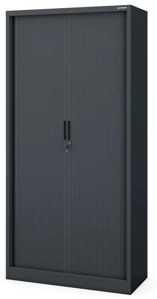 Fém szekrény harmonika ajtókkal DAMIAN, 900 x 1850 x 450 mm, antracit