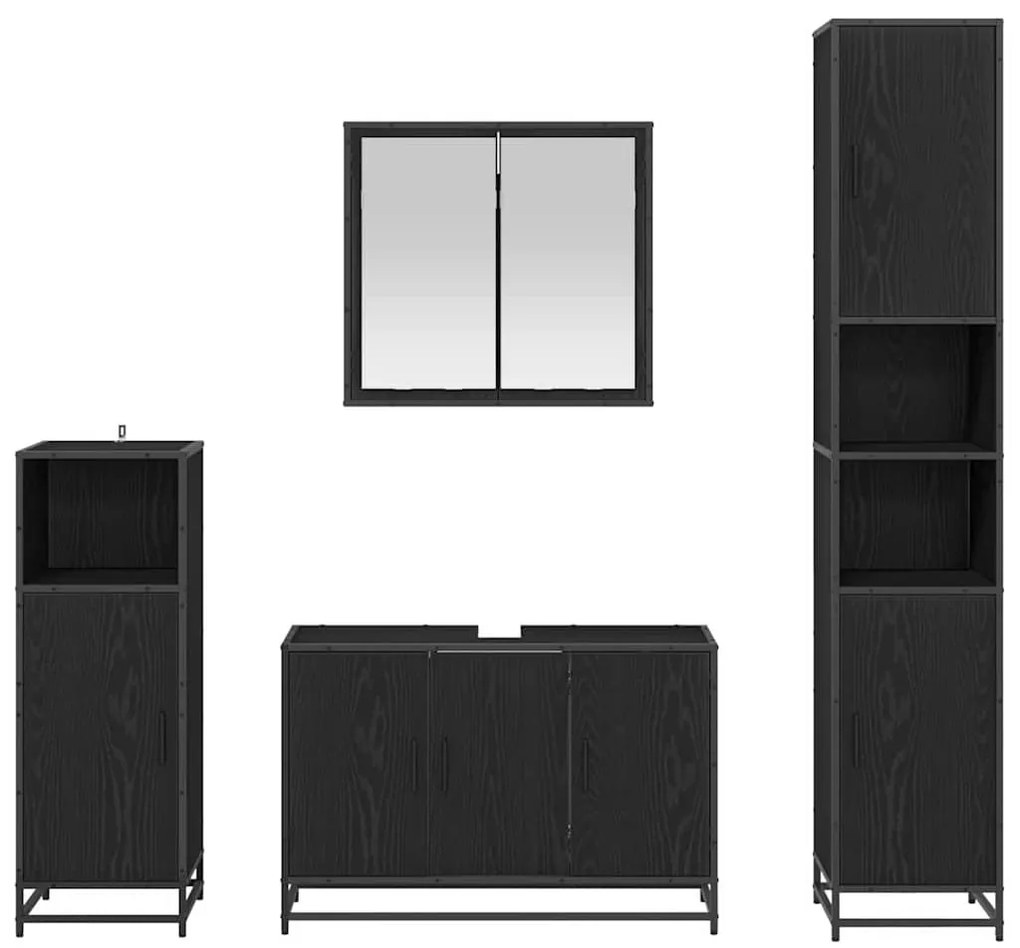 Fürdőszoba bútor szett 4 pcs Musta tammi 90 x 33 x 60 cm