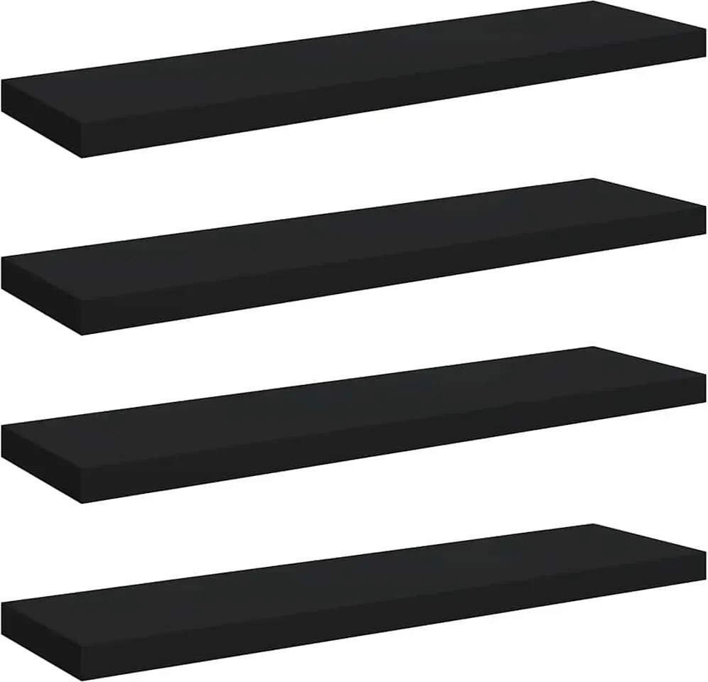 vidaXL 4 db fekete MDF lebegő fali polc 90 x 23,5 x 3,8 cm
